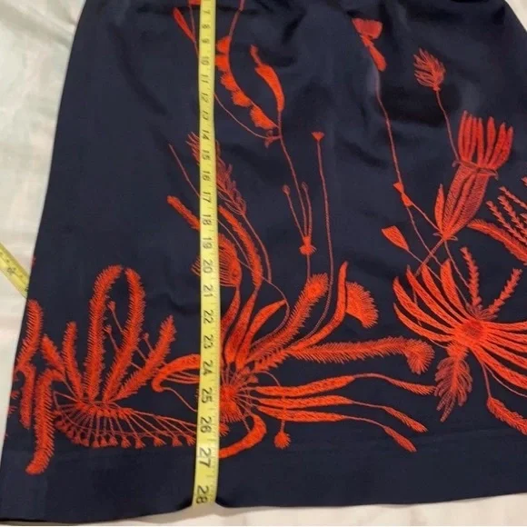 Dries Van Noten Mid Length Blue Skirt with beautiful Red Stitching
